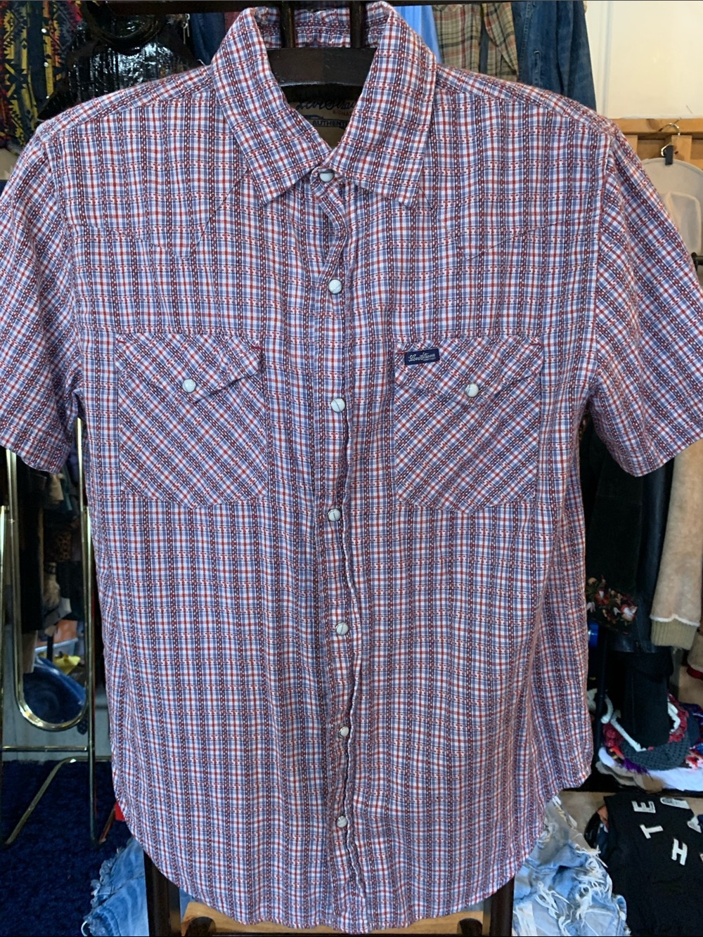 Levi’s Men's Short-Sleeve Plaid Button-Up Shirt - Red/Blue